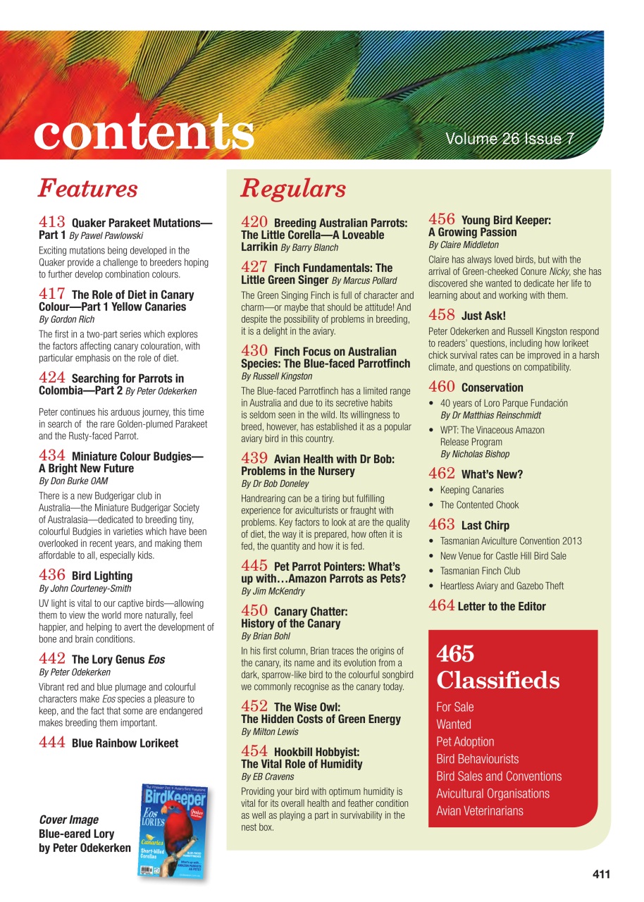 Australian Birdkeeper Magazine Preview Pages