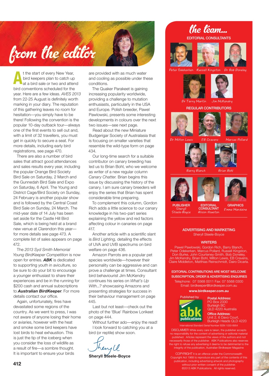 Australian Birdkeeper Magazine Preview Pages
