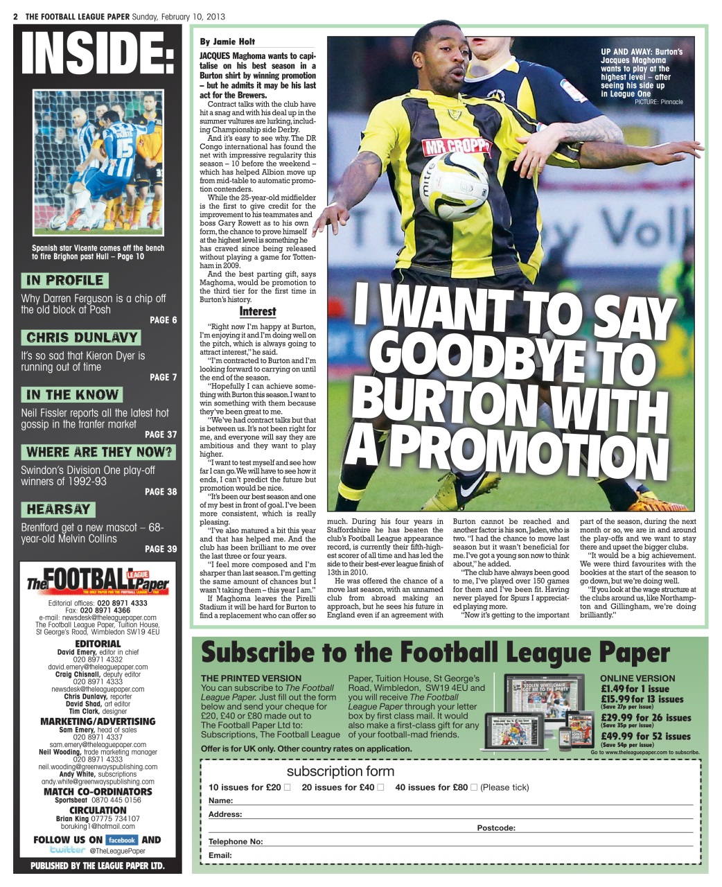 The Football League Paper Preview Pages