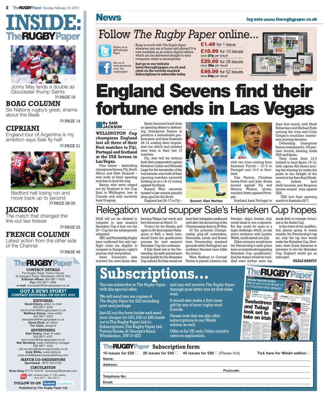 The Rugby Paper Preview Pages