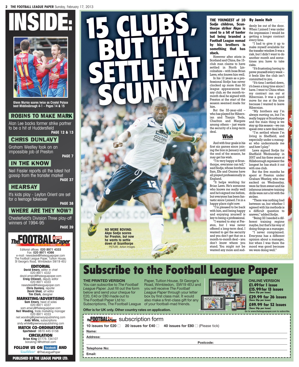 The Football League Paper Preview Pages