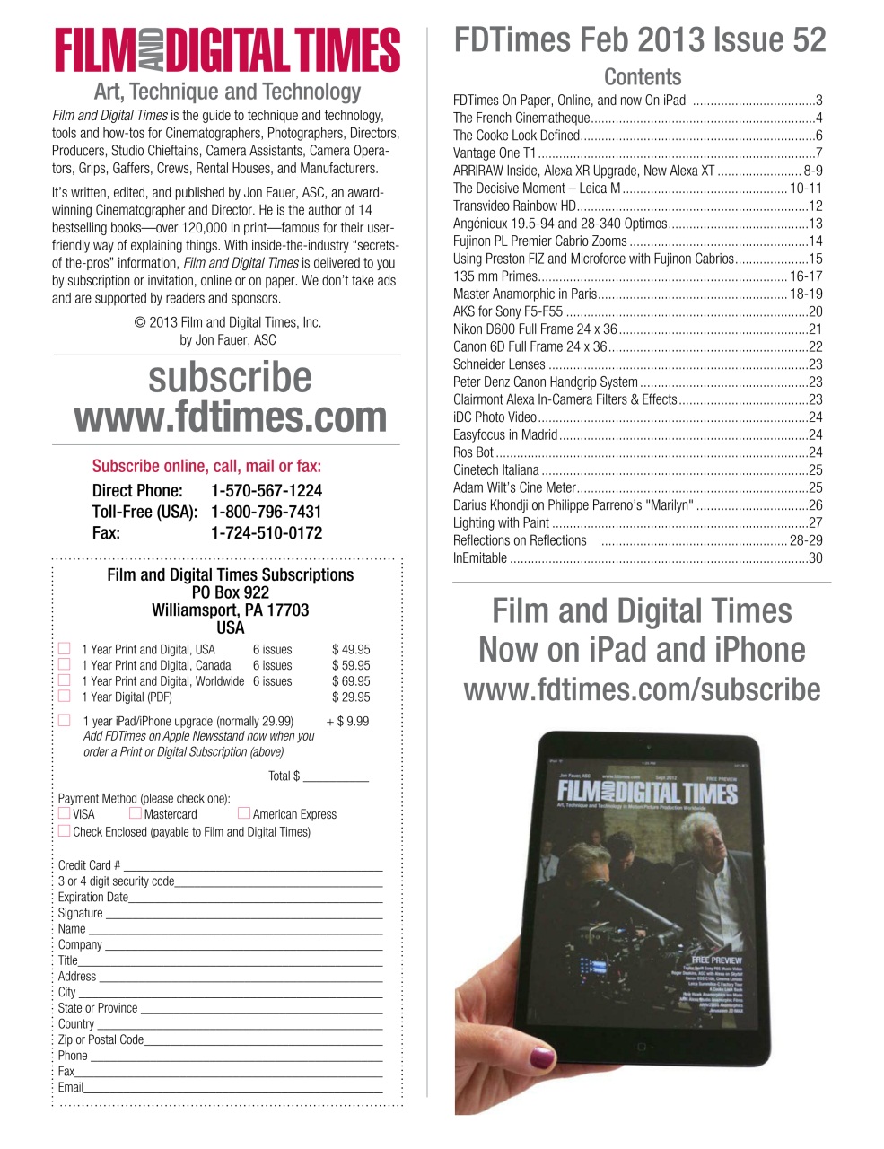 Film and Digital Times Preview Pages