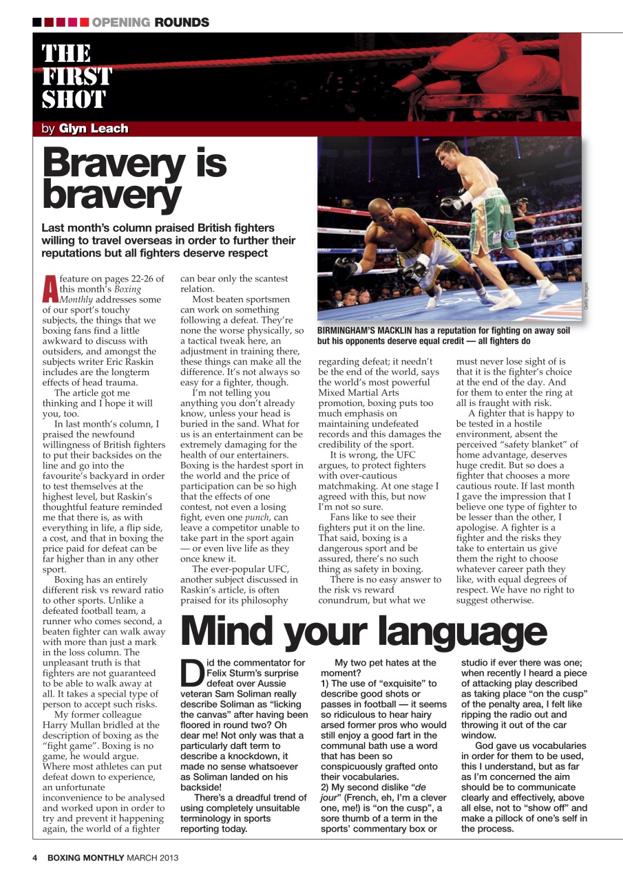 Boxing Monthly Preview Pages