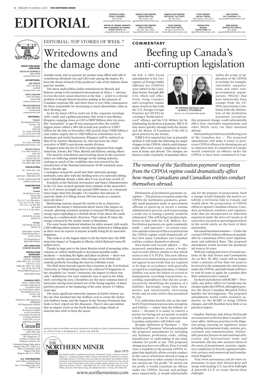 The Northern Miner Preview Pages