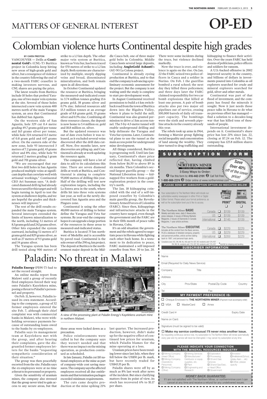 The Northern Miner Preview Pages