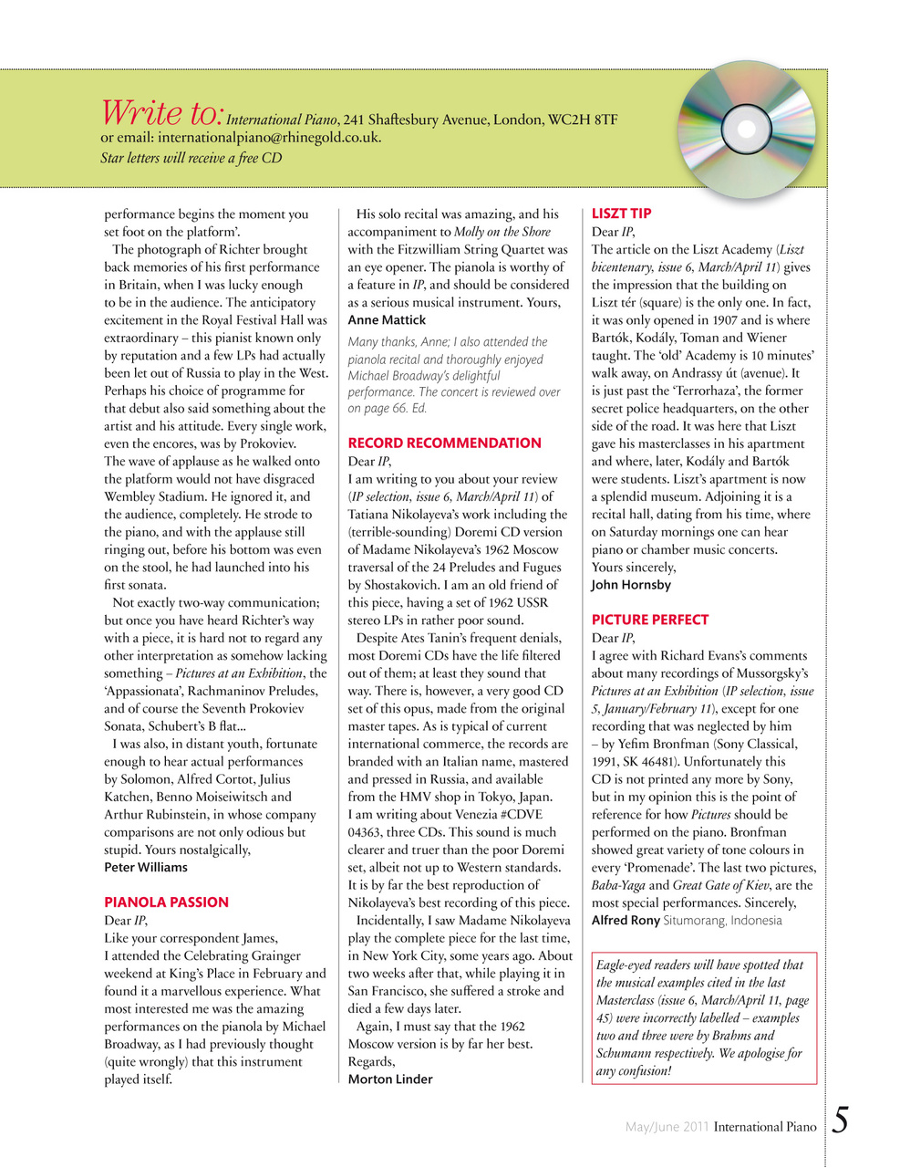 International Piano Preview Pages