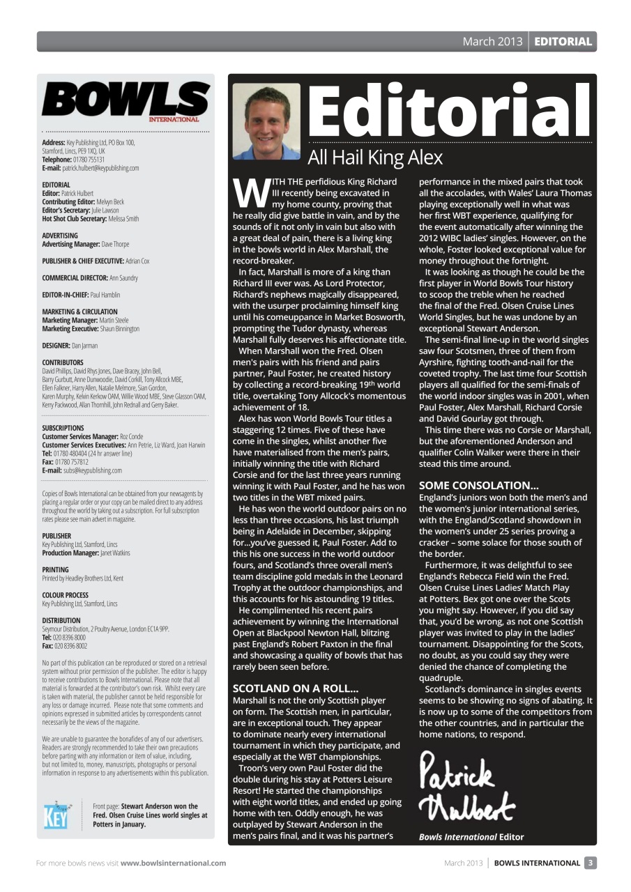 Bowls International Preview Pages