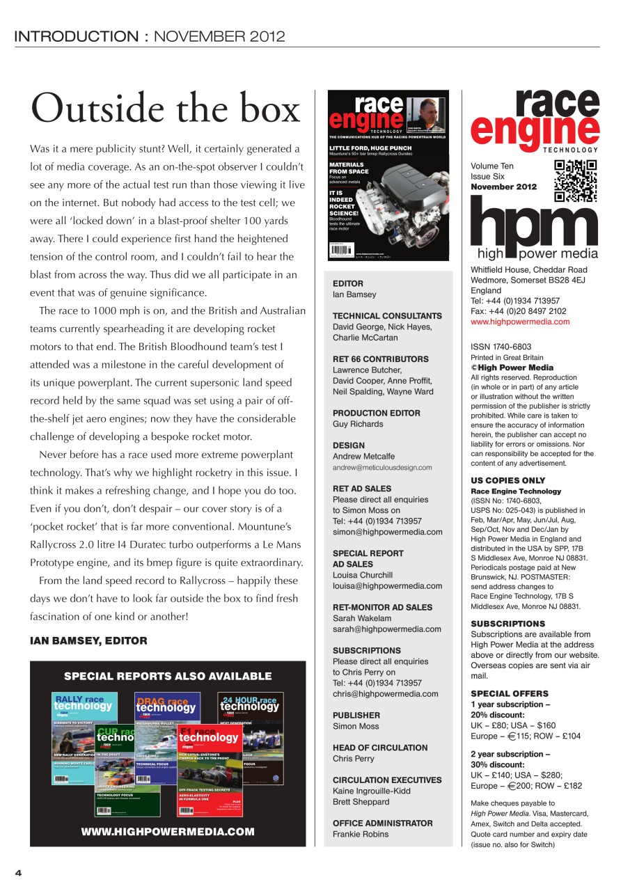 Race Engine Technology Preview Pages