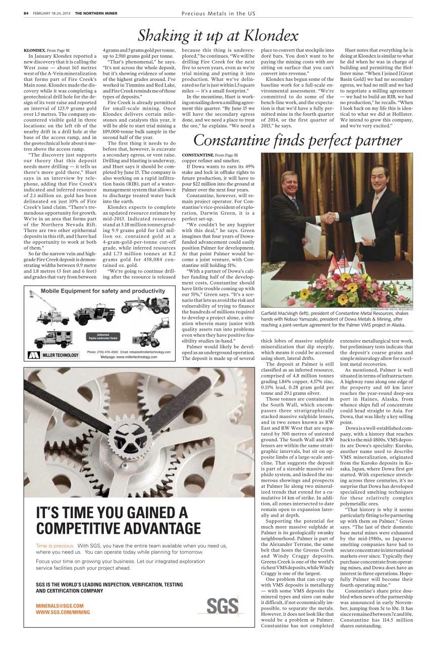 The Northern Miner Preview Pages