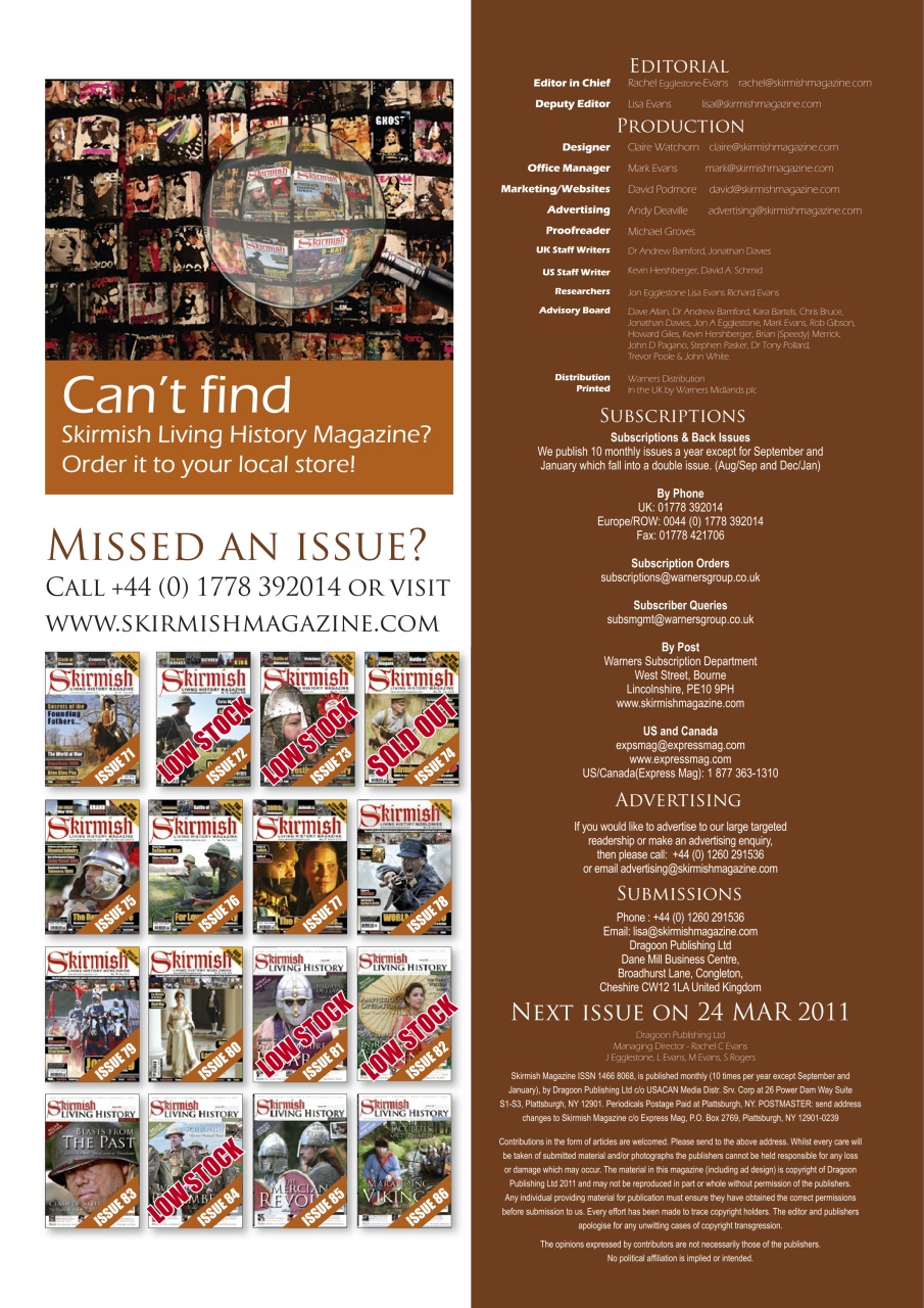 Skirmish Living History Preview Pages