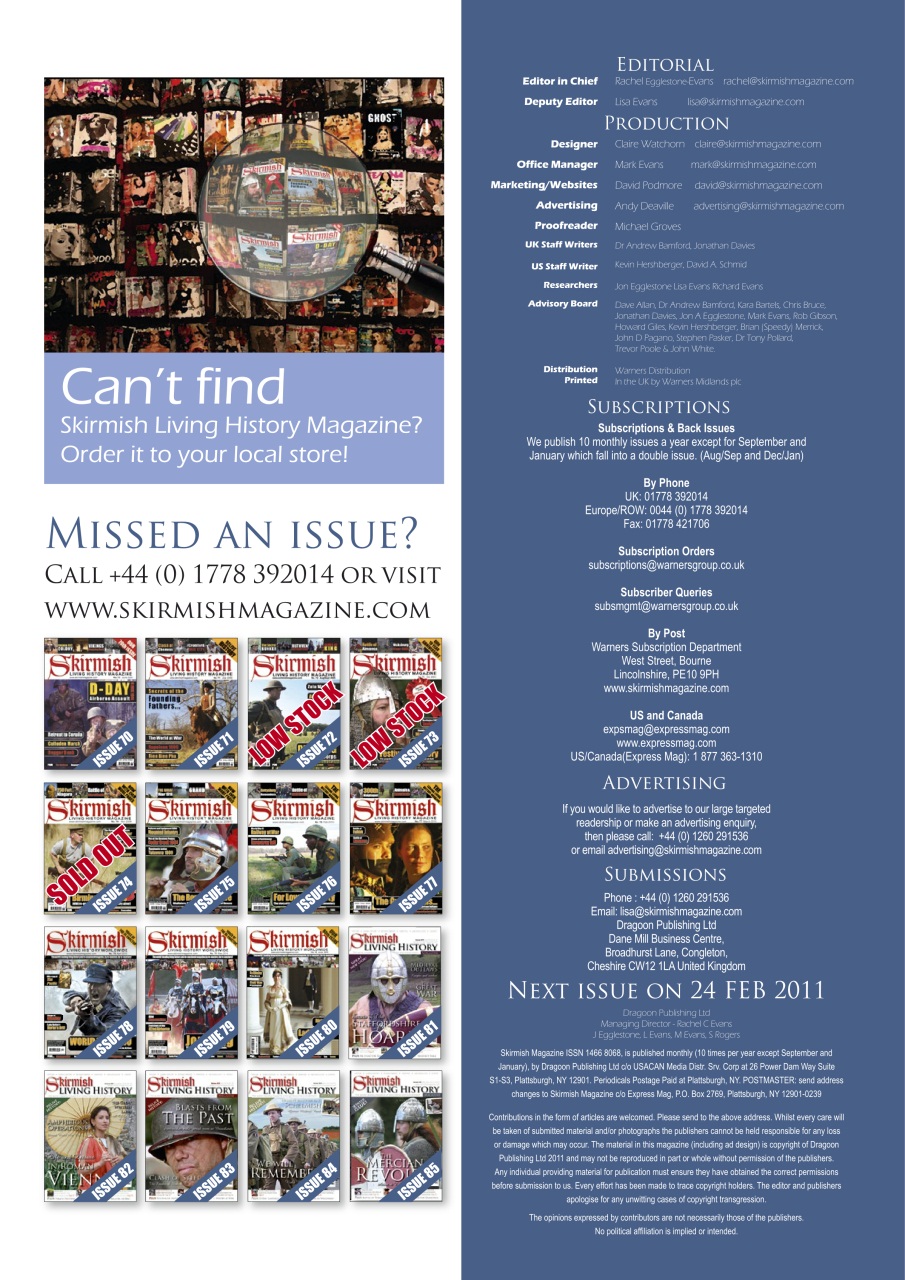 Skirmish Living History Preview Pages