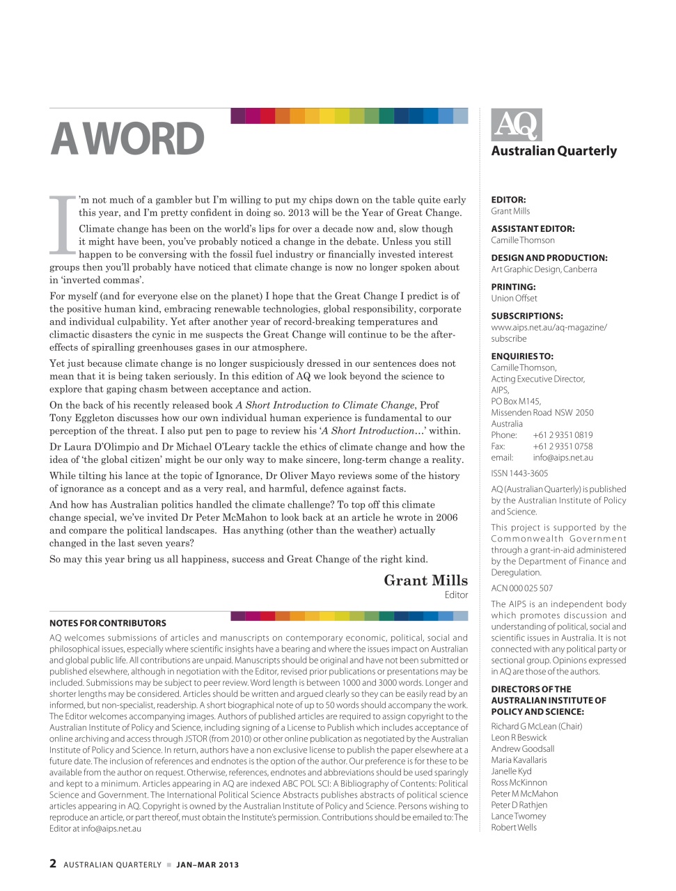 AQ: Australian Quarterly Preview Pages