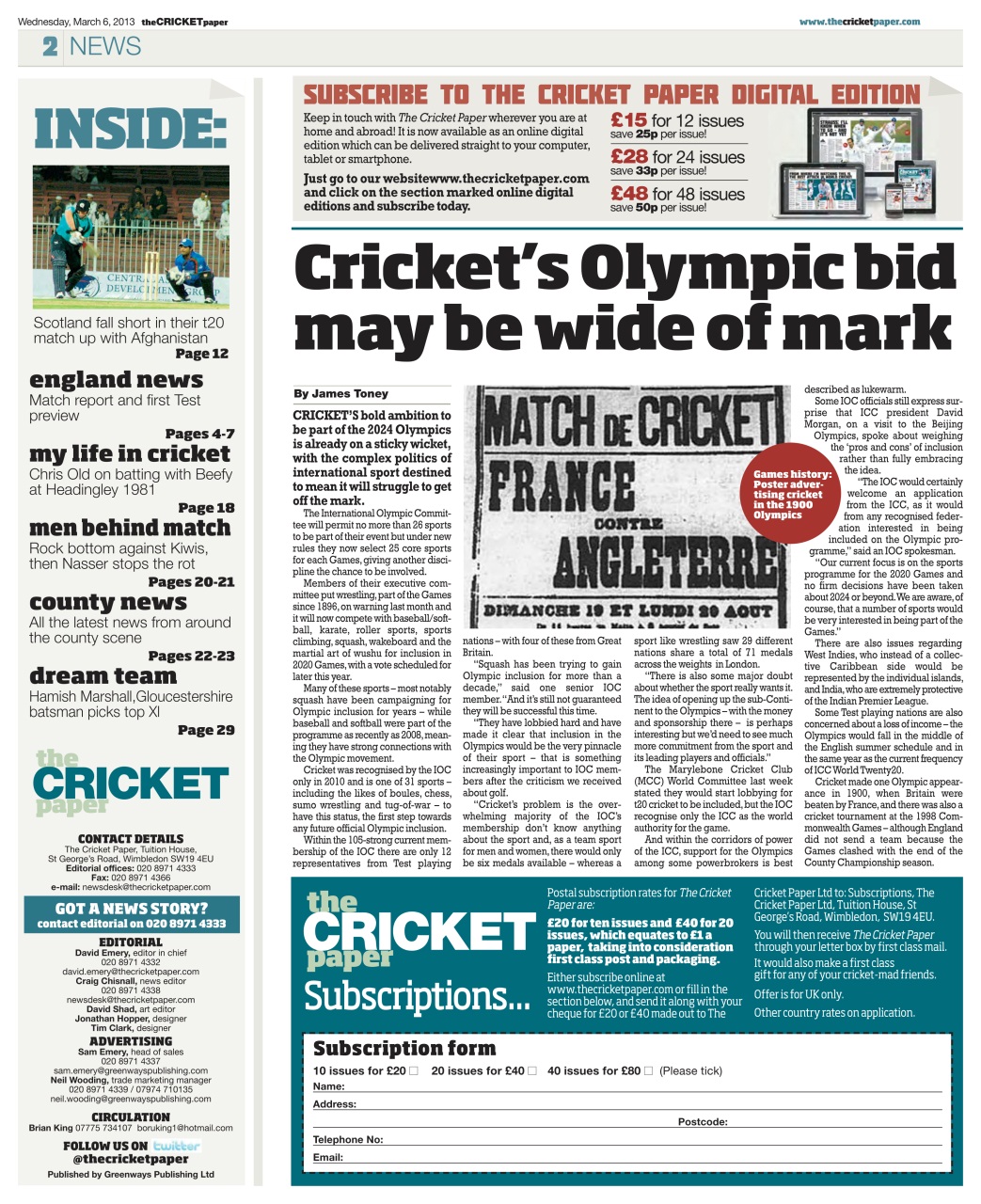 The Cricket Paper Preview Pages