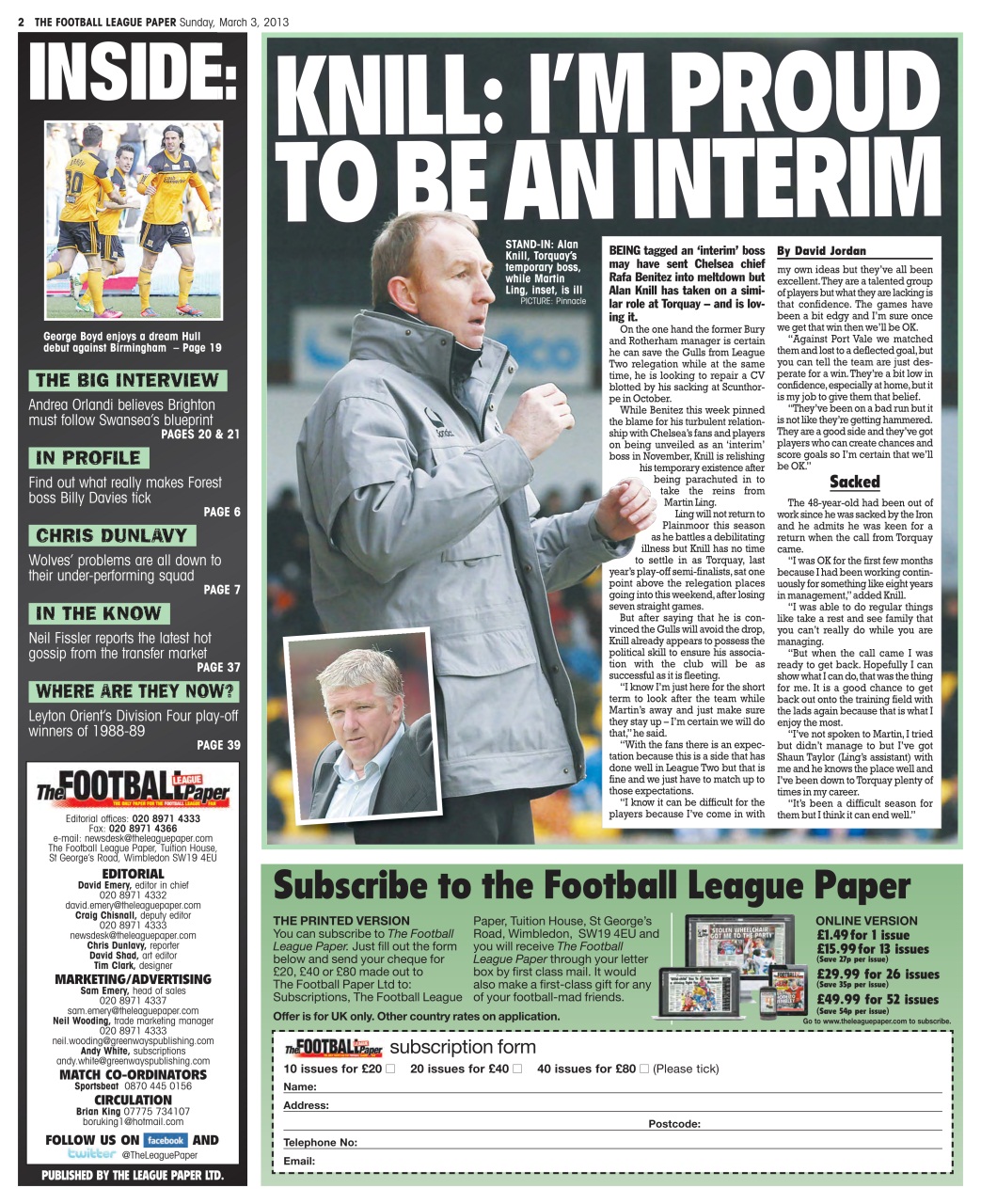 The Football League Paper Preview Pages