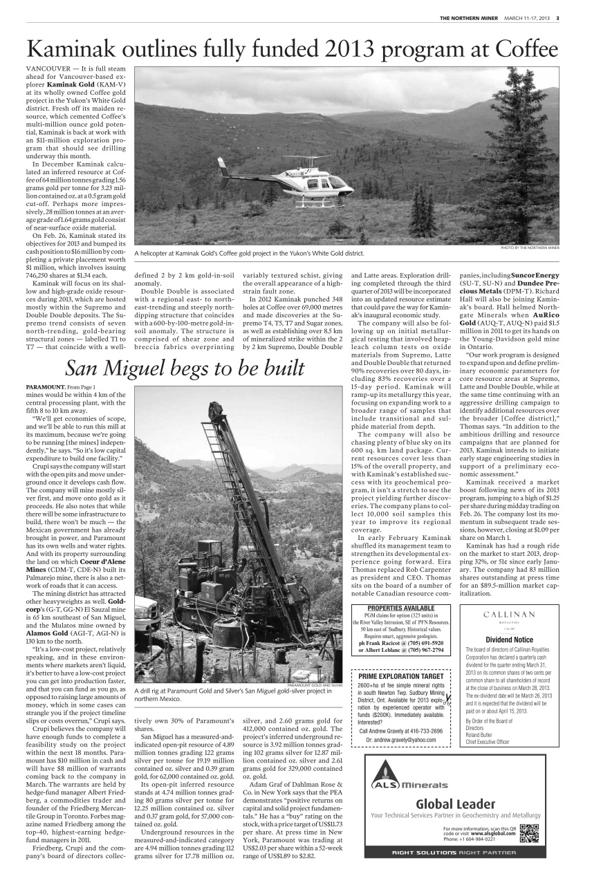 The Northern Miner Preview Pages