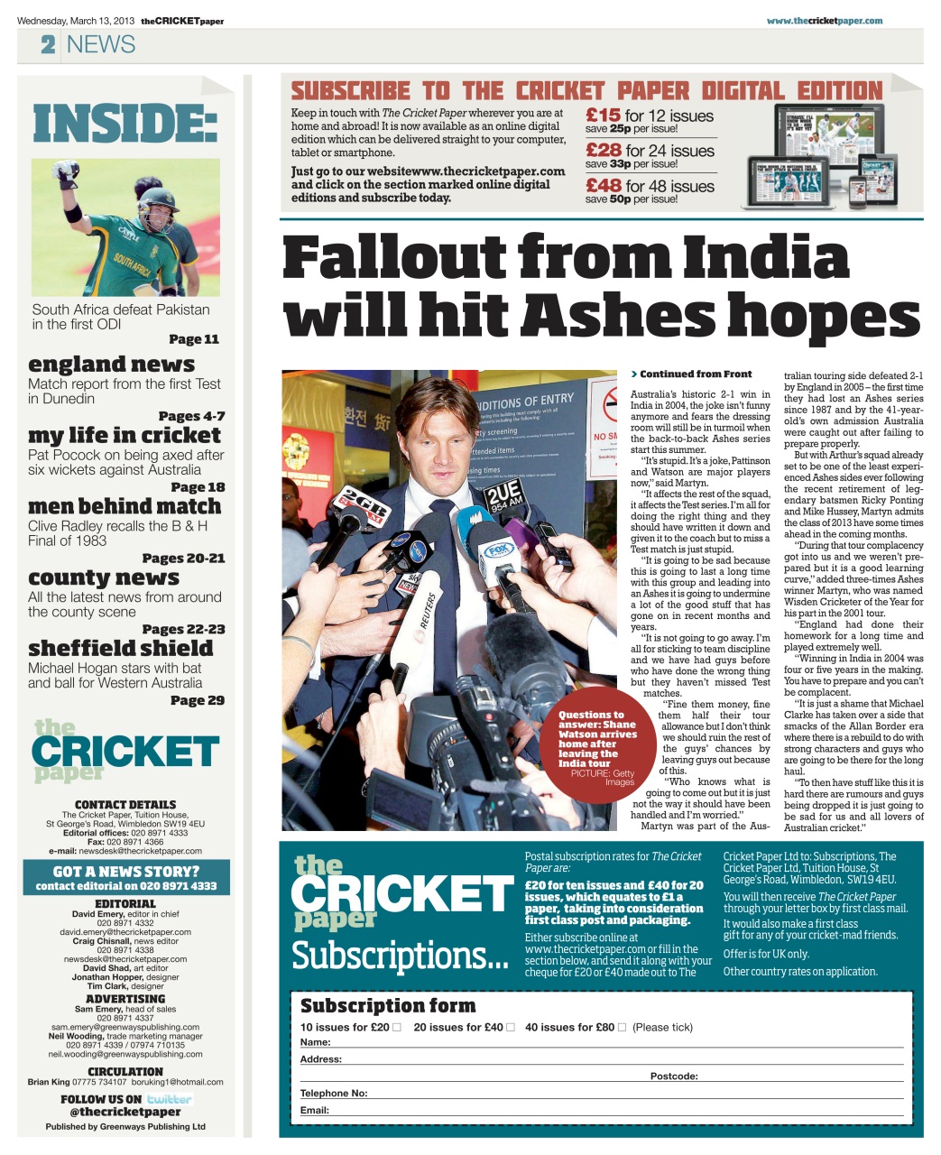 The Cricket Paper Preview Pages