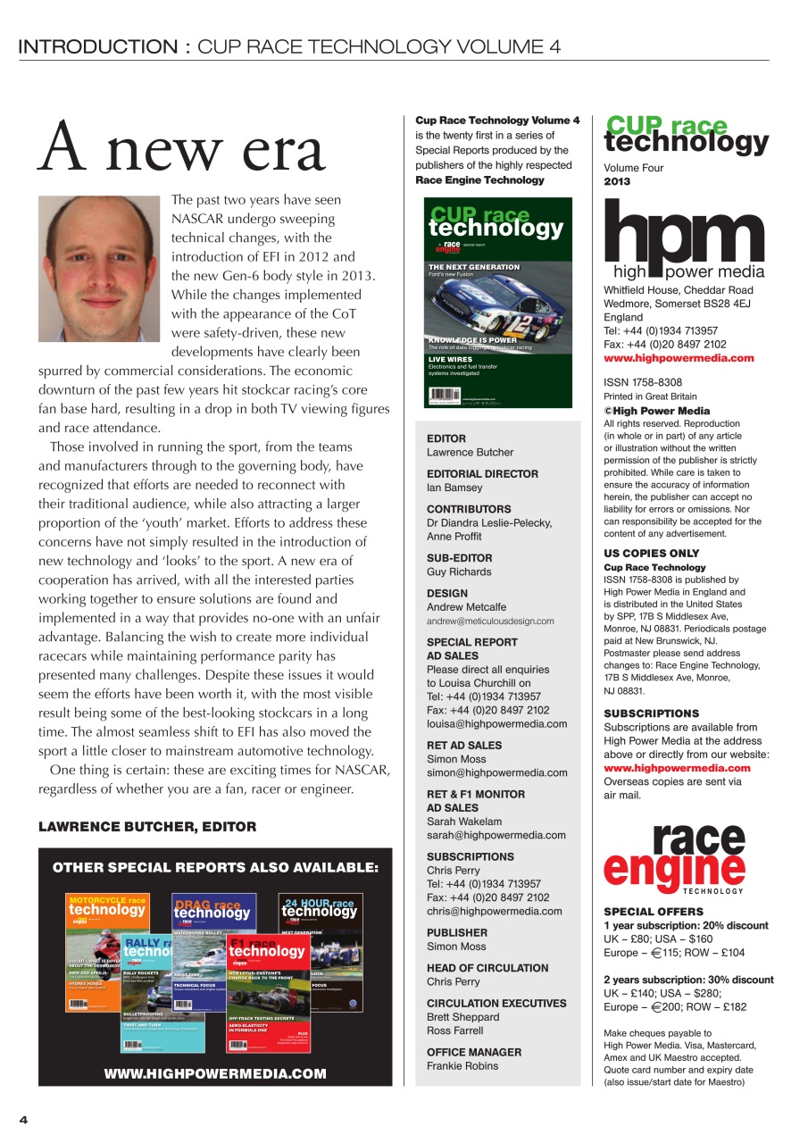 CUP Race Technology Preview Pages