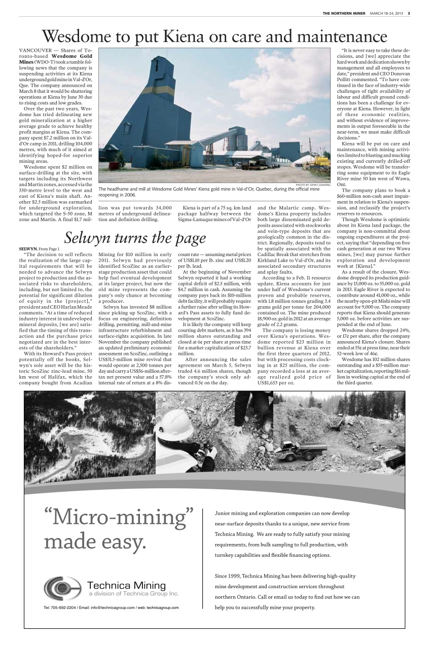 The Northern Miner Preview Pages