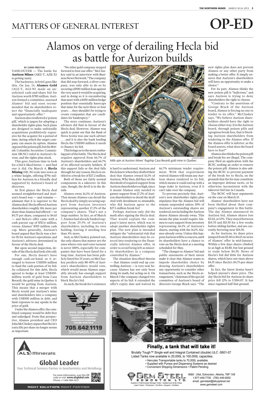 The Northern Miner Preview Pages