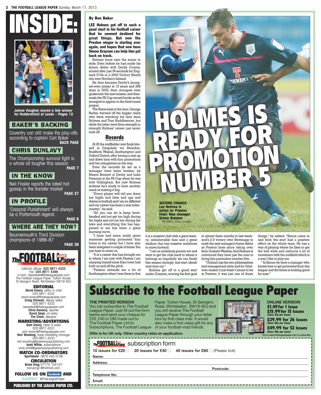 The Football League Paper Preview Pages