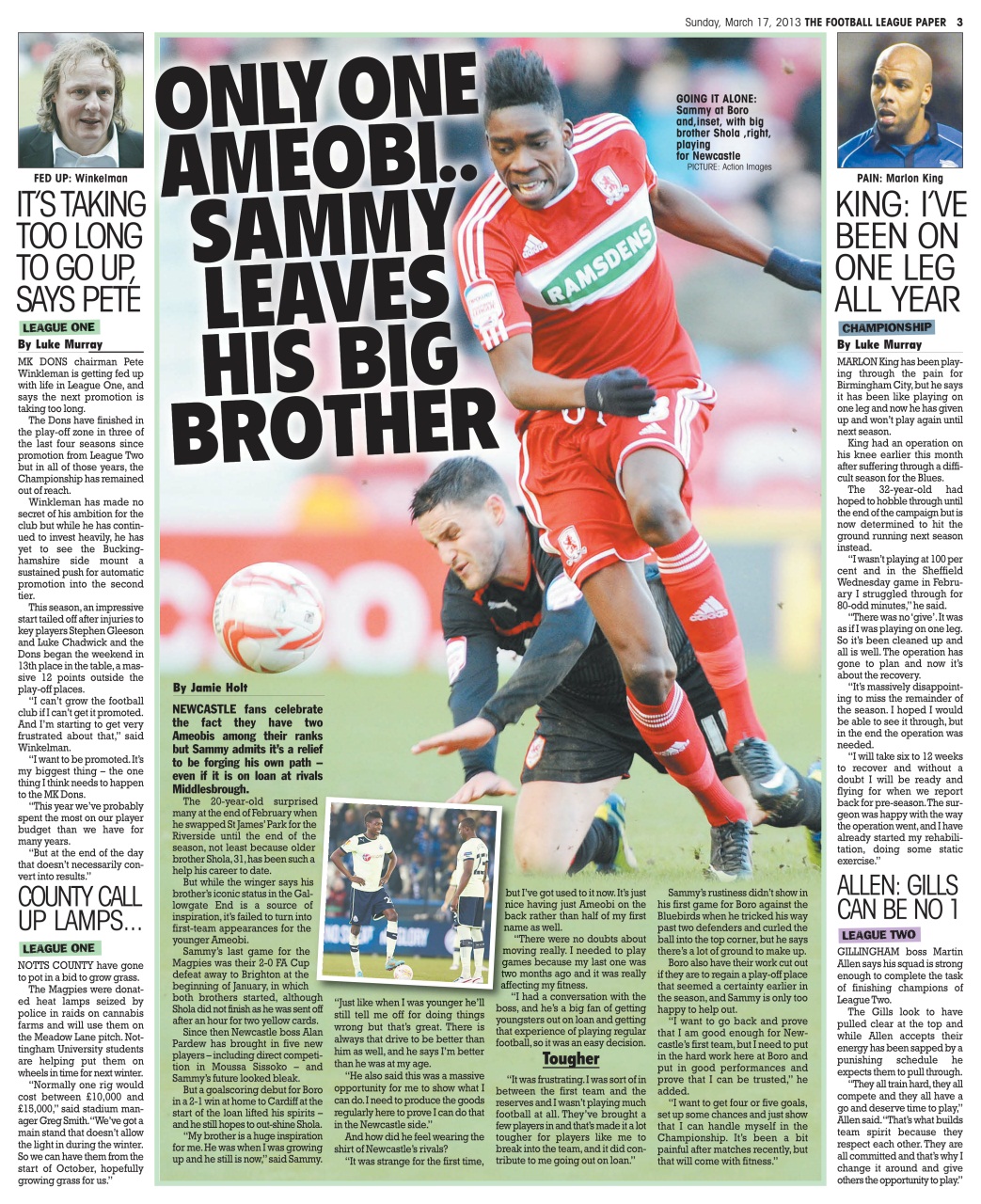 The Football League Paper Preview Pages