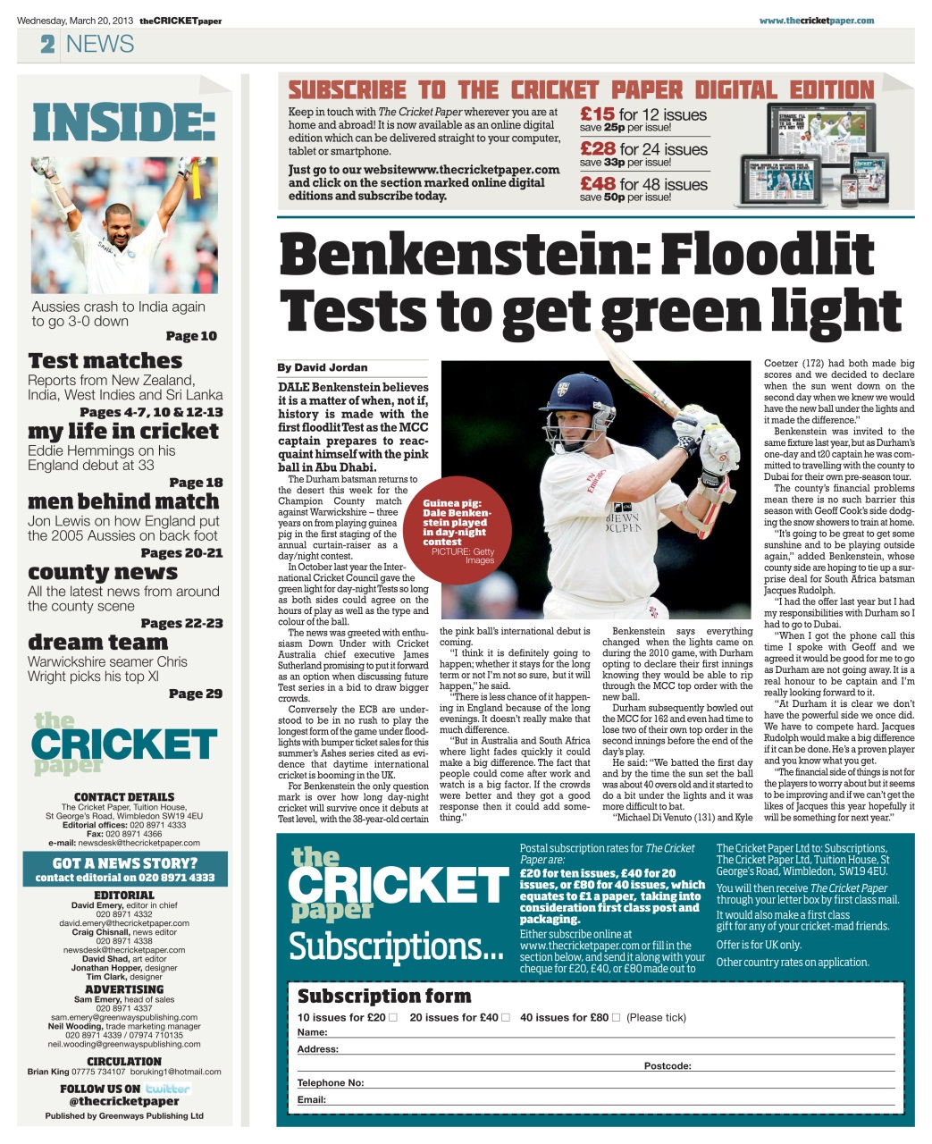 The Cricket Paper Preview Pages