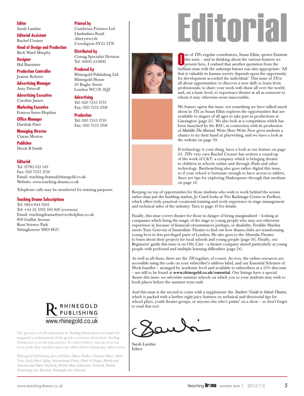 Drama and Theatre Preview Pages