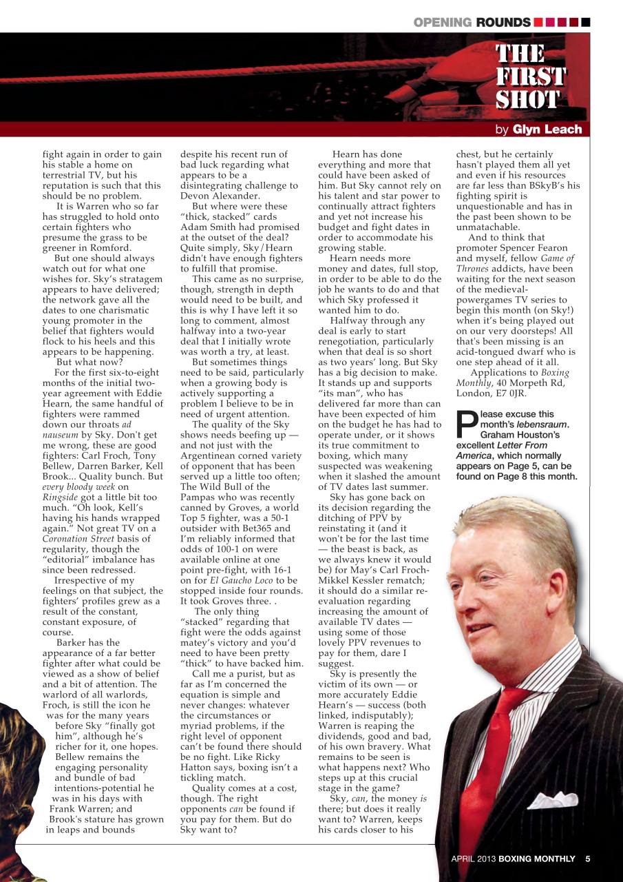 Boxing Monthly Preview Pages