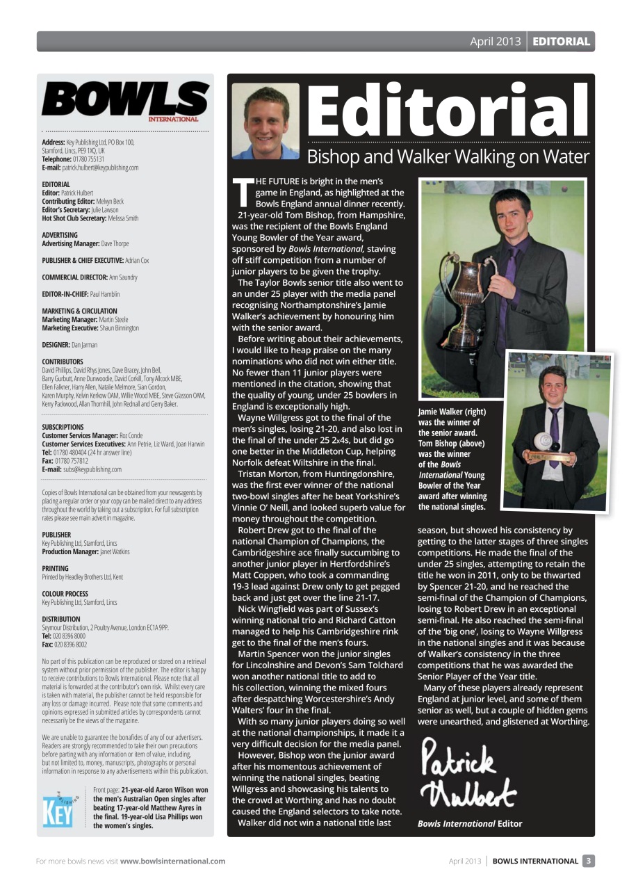 Bowls International Preview Pages