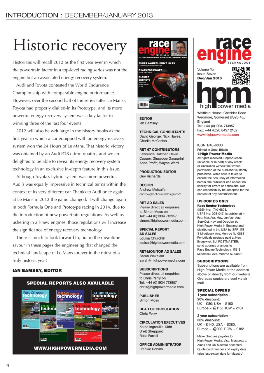 Race Engine Technology Preview Pages