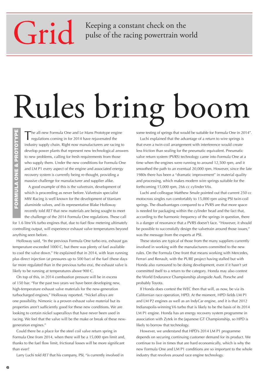 Race Engine Technology Preview Pages