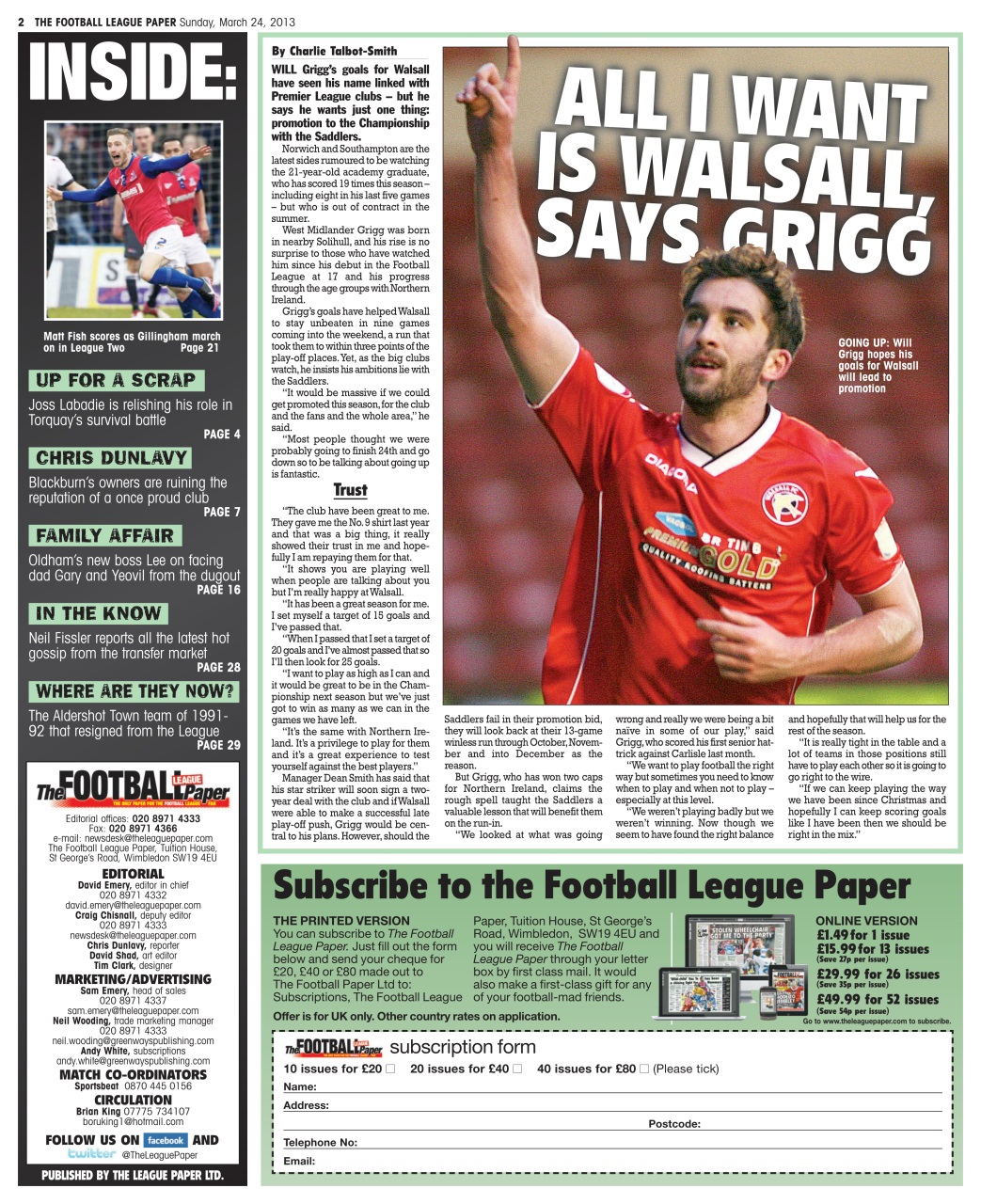 The Football League Paper Preview Pages