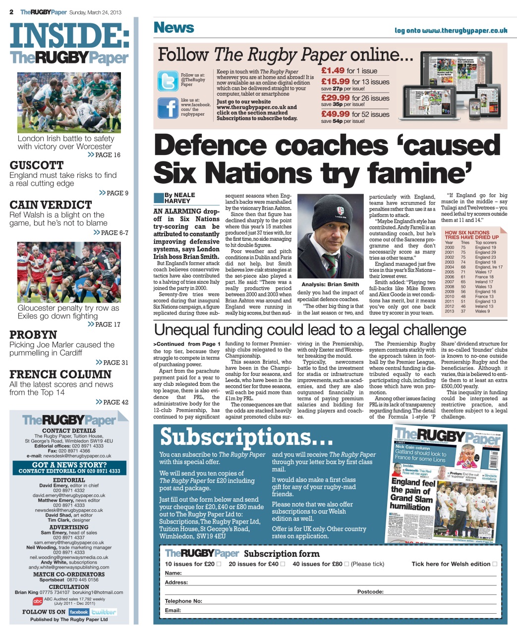 The Rugby Paper Preview Pages