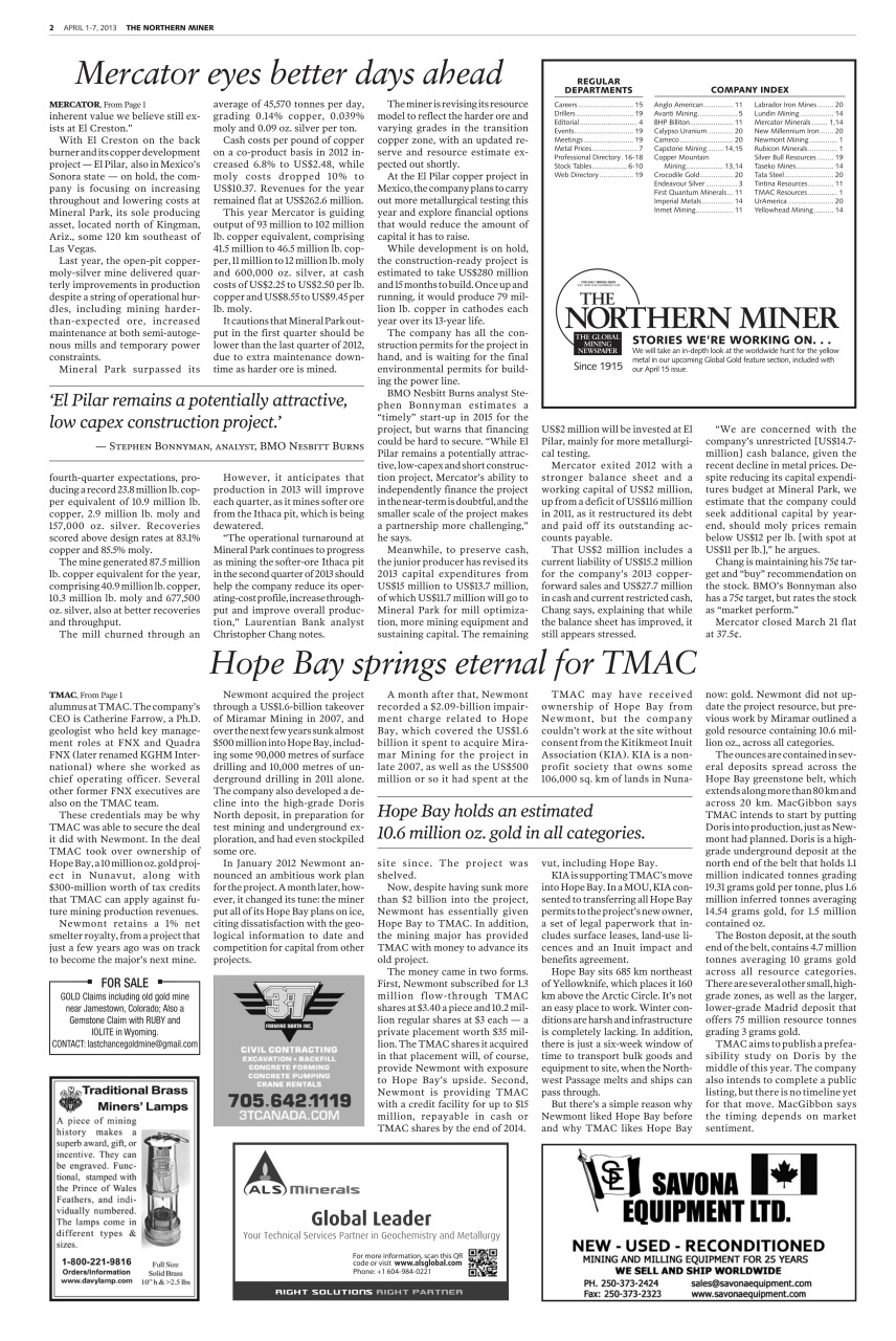 The Northern Miner Preview Pages