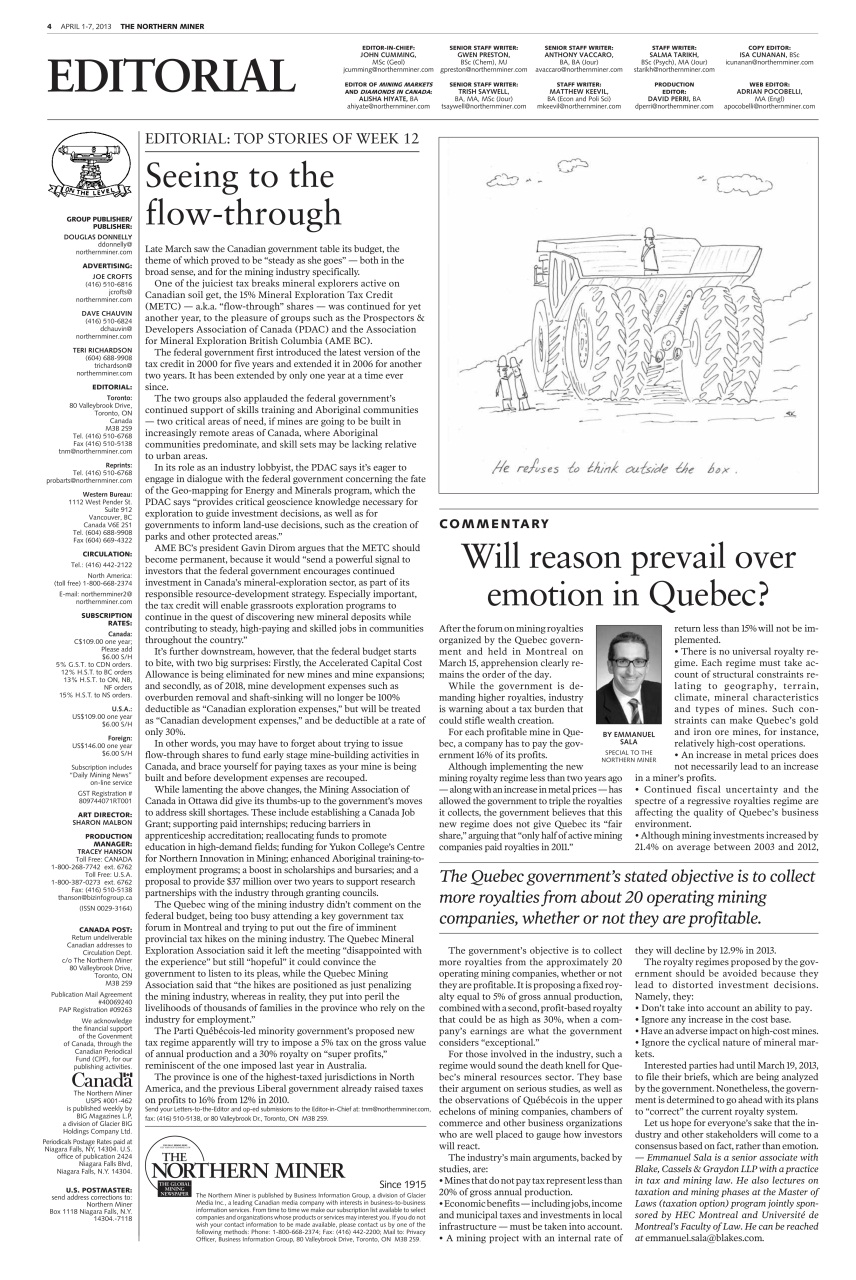 The Northern Miner Preview Pages