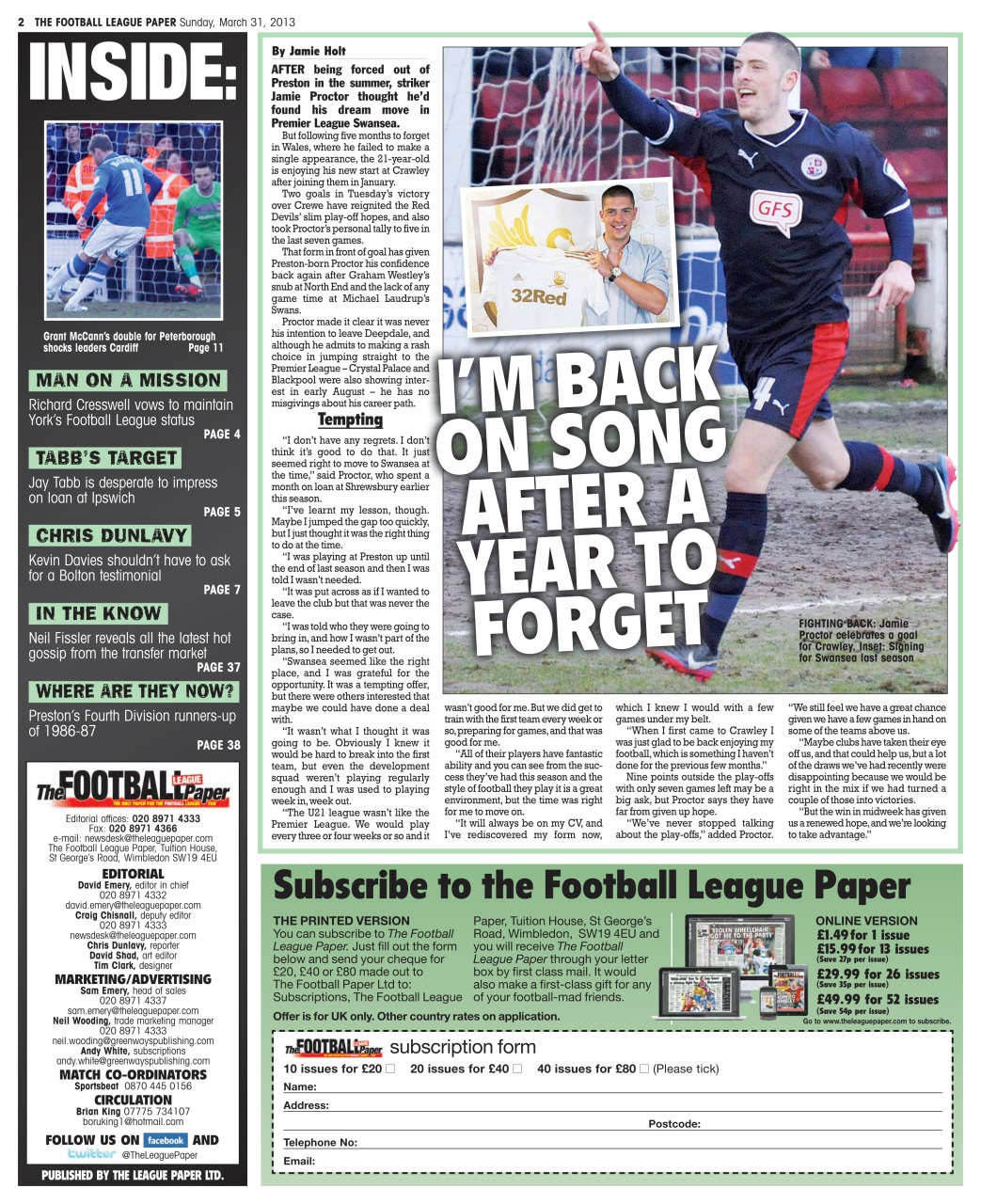 The Football League Paper Preview Pages