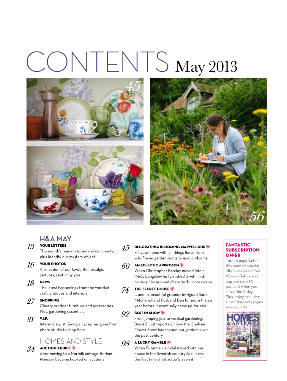 Homes & Antiques Magazine Preview Pages