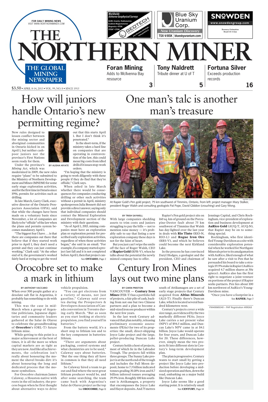 The Northern Miner Preview Pages