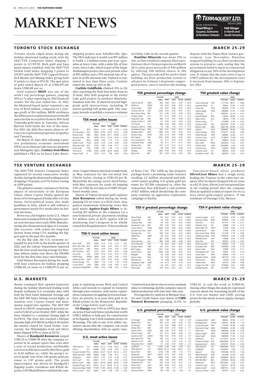 The Northern Miner Preview Pages