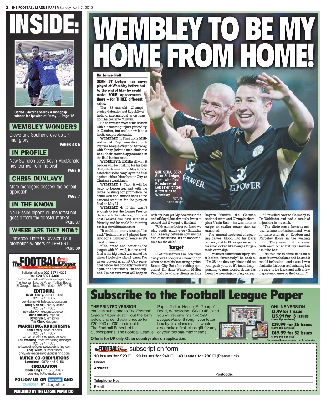 The Football League Paper Preview Pages