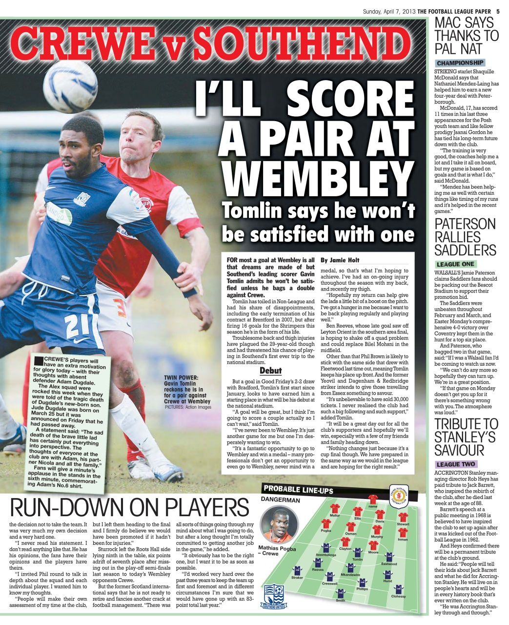 The Football League Paper Preview Pages