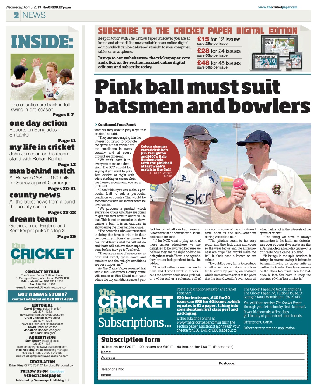 The Cricket Paper Preview Pages