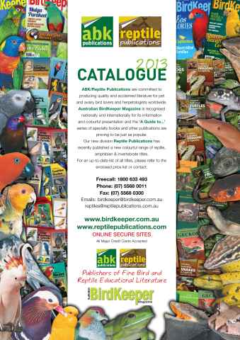 Australian Birdkeeper Magazine issue ABK-Reptile Publications Catalog