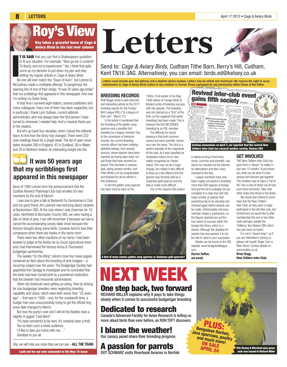 Cage & Aviary Birds Preview Pages