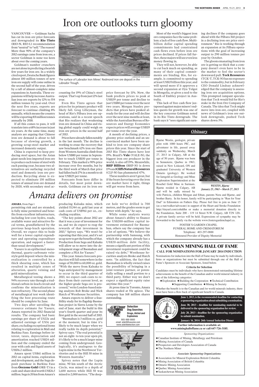 The Northern Miner Preview Pages