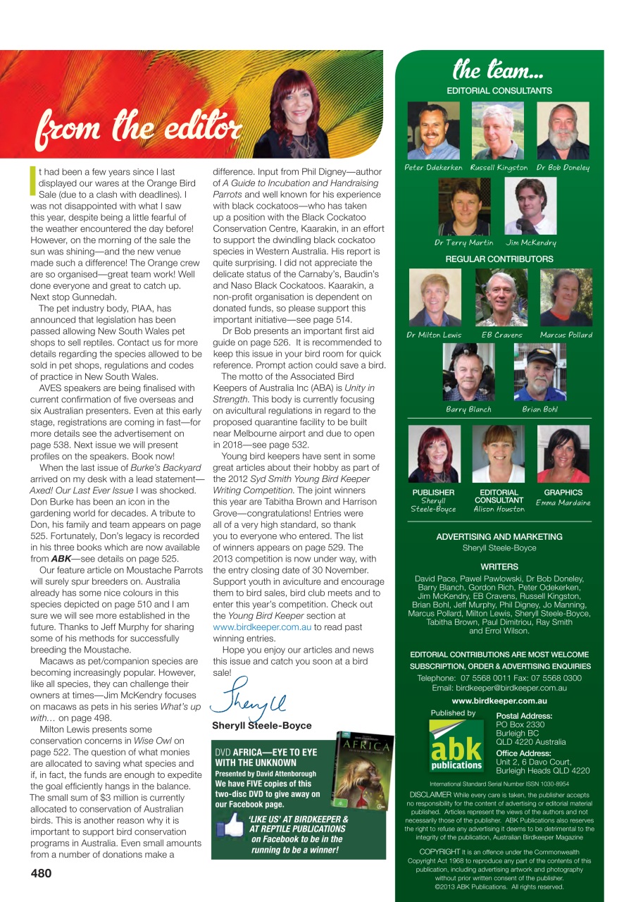 Australian Birdkeeper Magazine Preview Pages