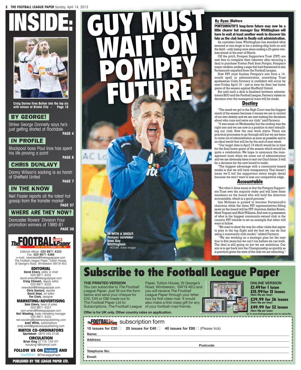 The Football League Paper Preview Pages
