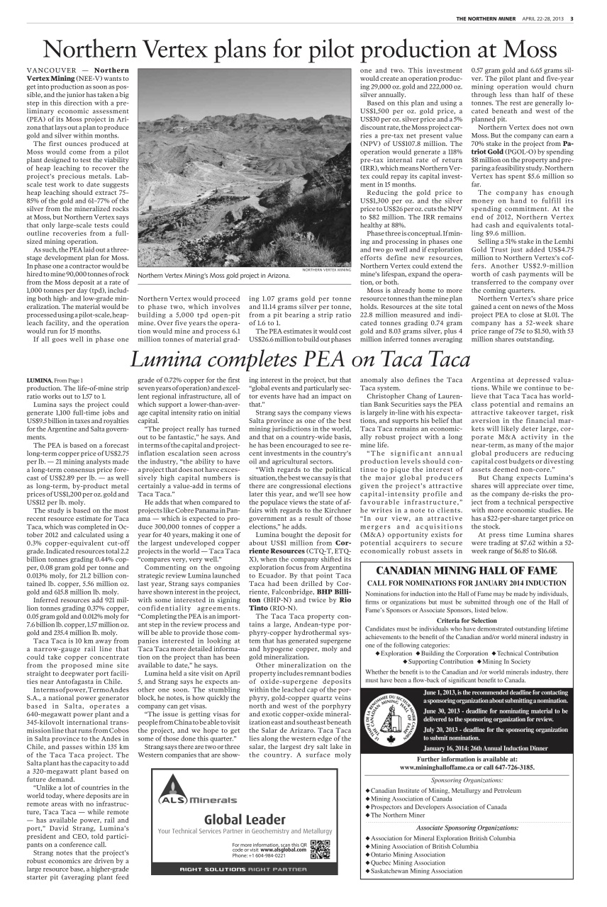 The Northern Miner Preview Pages