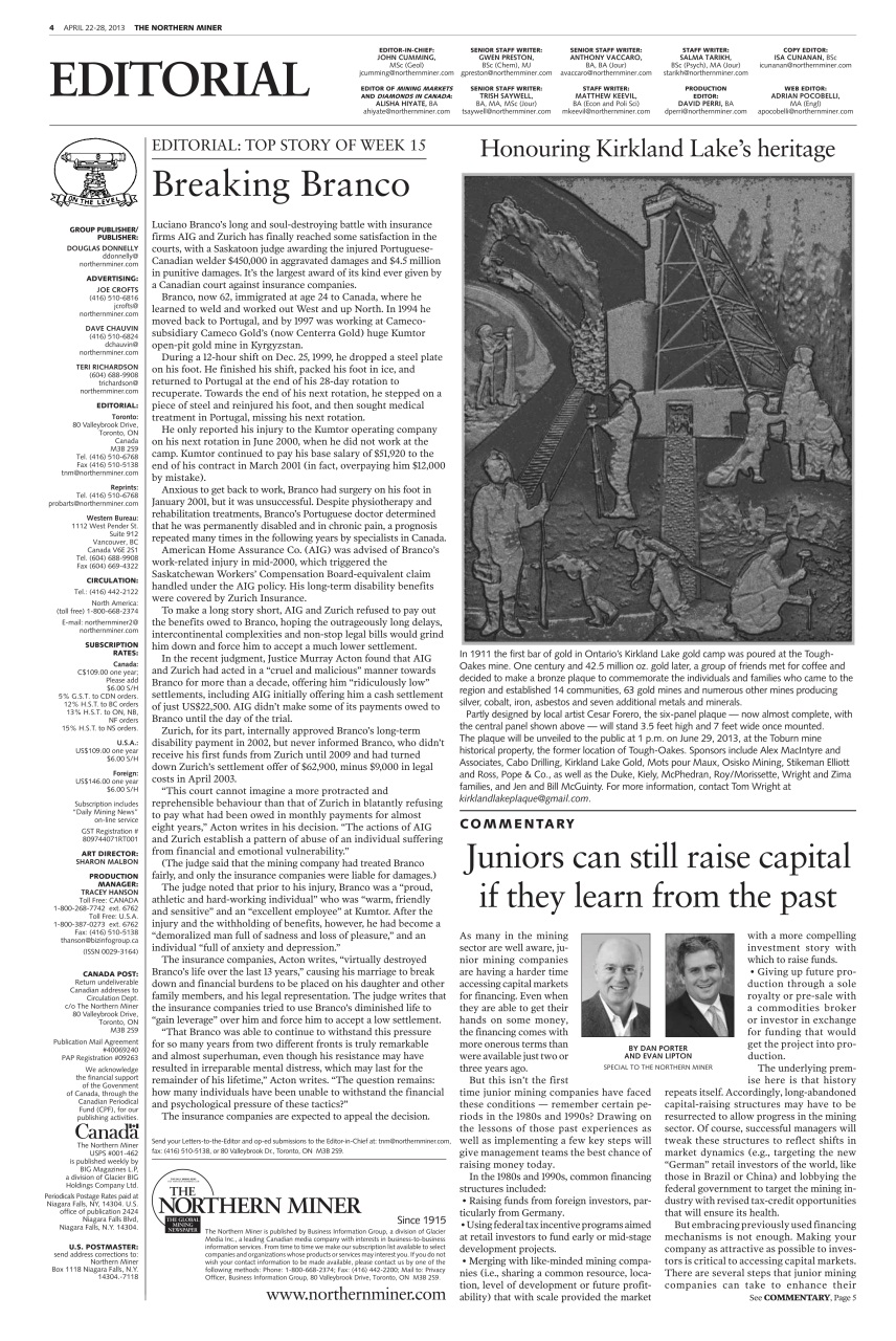 The Northern Miner Preview Pages