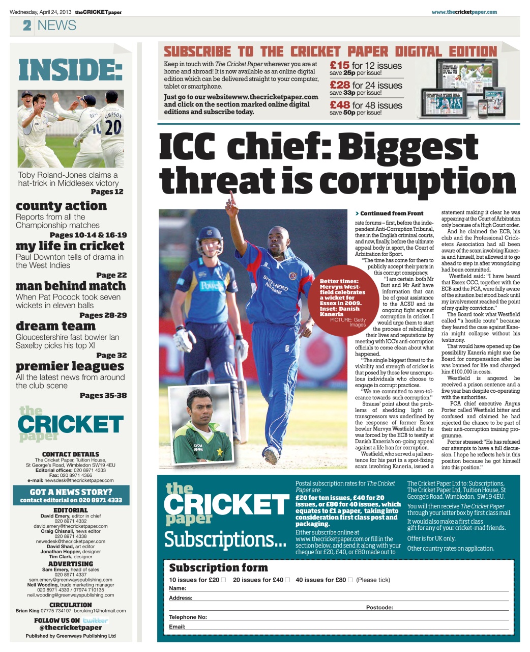 The Cricket Paper Preview Pages